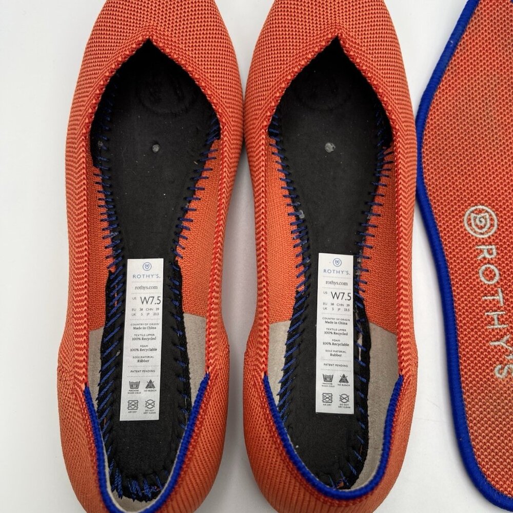 Rothy’s The Point Orange Knit Ballet Flats Women’s 7.5 Washable Casual - Picture 10 of 10